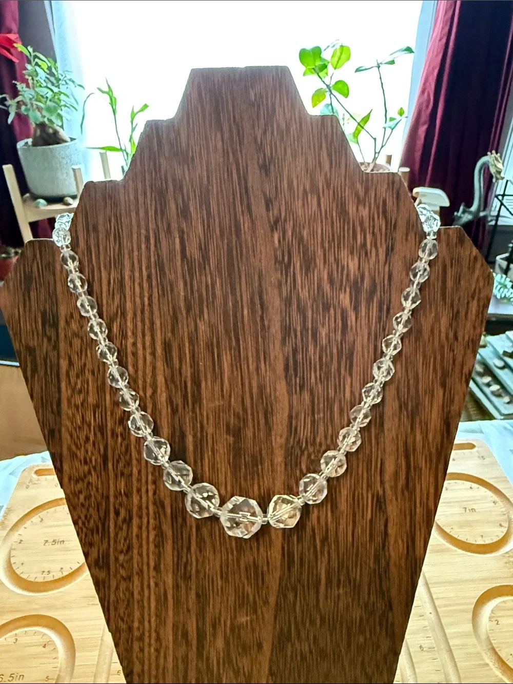 Clear Crystal Bead Necklace - Elegant Women's Jewelry